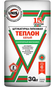 ЮНИС (UNIS) Теплон белый 30кг (гипсовая штукатурка) 